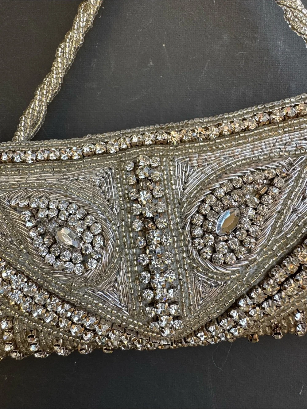 Vintage Beaded Gold Evening Clutch Handbag